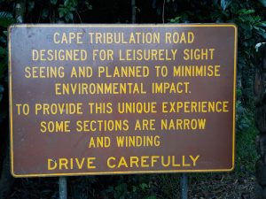 Signs for Great Barrier Reef Tourist Drive to Daintree Rainforest